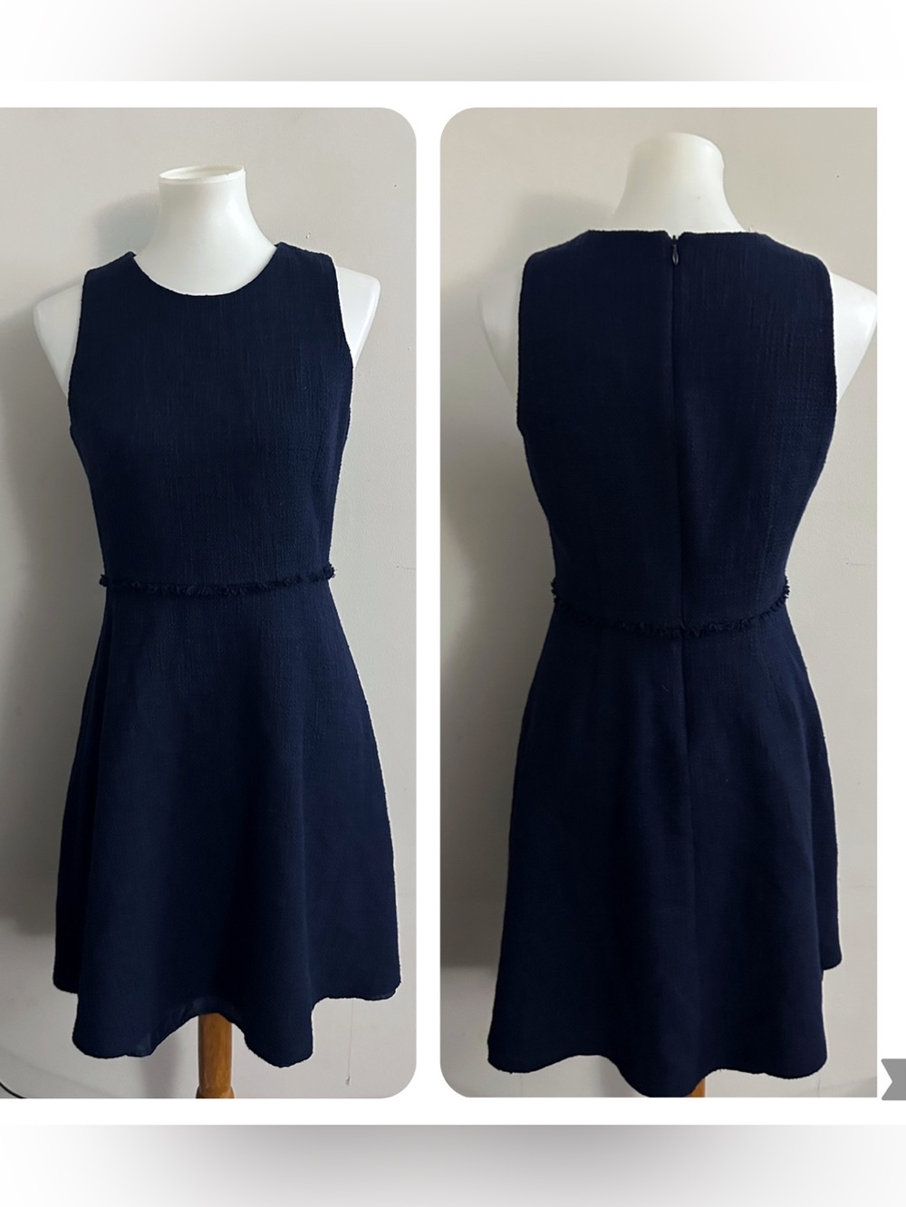 Karl Lagerfeld Tweed Navy Sleeveless Fit-and-Flare Mini Dress Fall Preppy